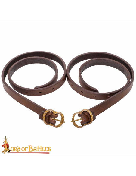 Brown Leather Medieval Garters for...