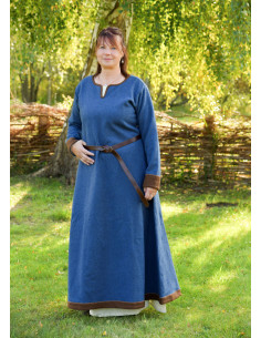 Historical Blue Brown Viking Dress Lykka Wool