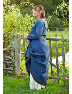 Historical Blue Brown Viking Dress Lykka Wool 2
