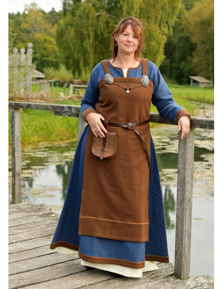 Historical Blue Brown Viking Dress...