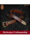 Viking Leather Belt in Brown with Brass Decorative Buckle