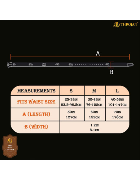 Viking Leather Belt in Brown with...