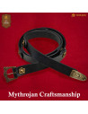 Viking Leather Belt in Black with Brass Decorated Buckle