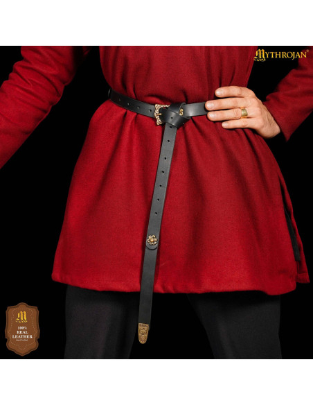 Viking Leather Belt in Black with...