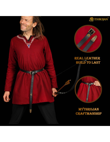 Viking Leather Belt in Black with...