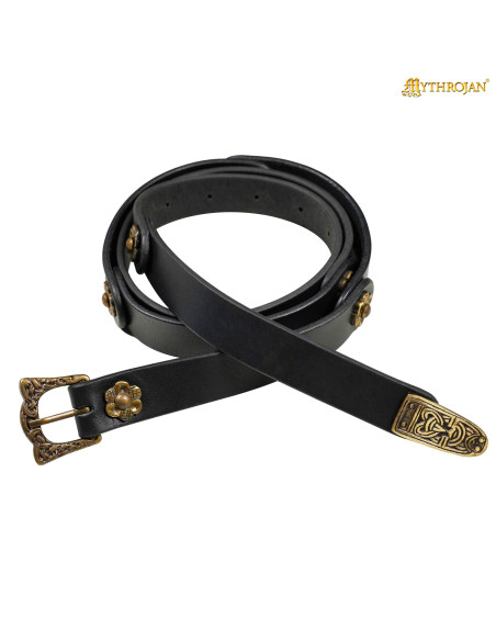 Viking Leather Belt in Black with...