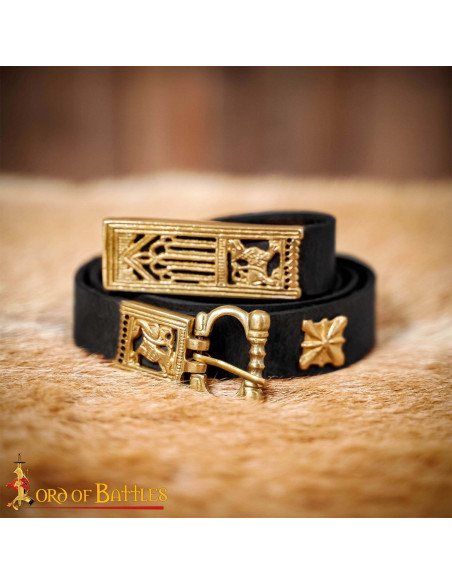 Medieval Black Leather Belt with...
