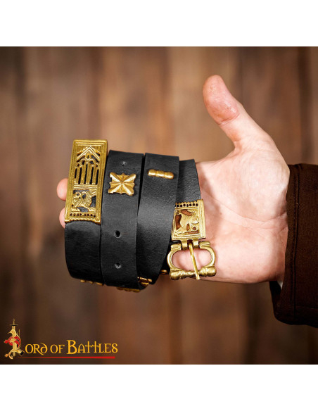 Medieval Black Leather Belt with...
