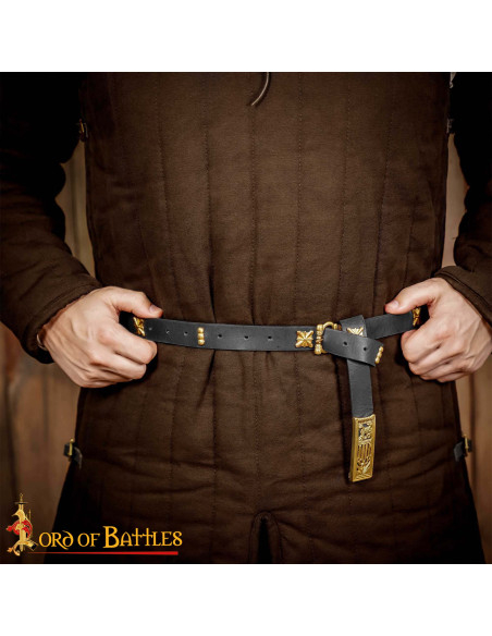 Medieval Black Leather Belt with...