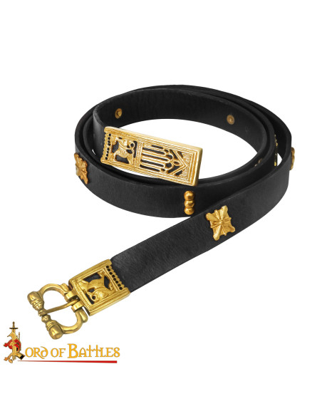 Medieval Black Leather Belt with...