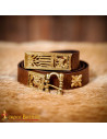 Medieval Brown Leather Belt with Brass Details, Gothic Style