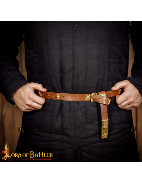 Medieval Brown Leather Belt with...