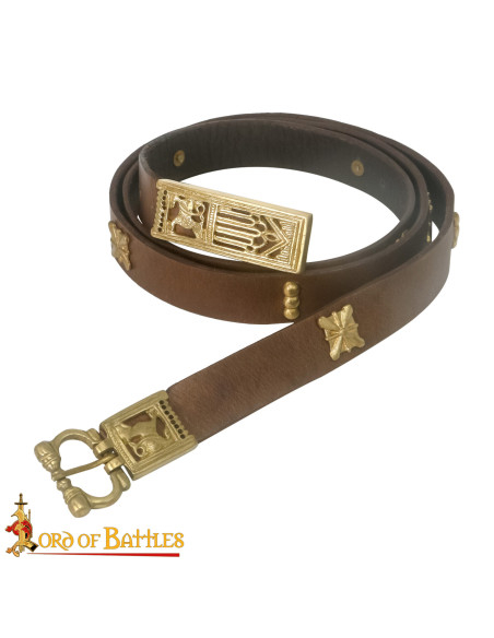 Medieval Brown Leather Belt with...
