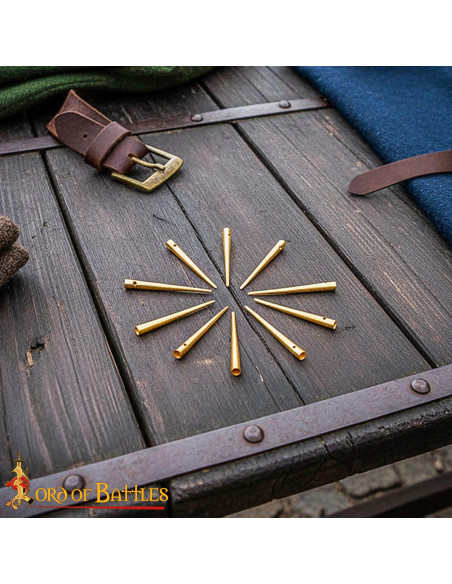 Set of 10 Medieval Brass Shoelace Tips