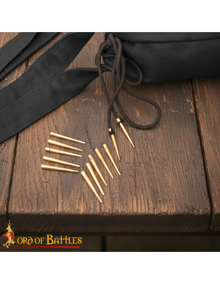 Set of 10 Medieval Brass Shoelace Tips