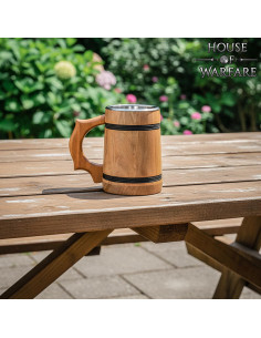 Pirate Style Steel-Wood Mug, Light Finish