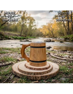 Pirate Style Steel-Wood Mug, Light Finish 2