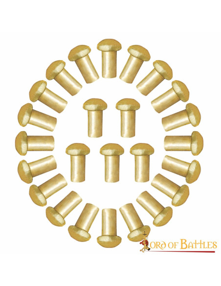 Set of 50 Mushroom Head Brass Rivets