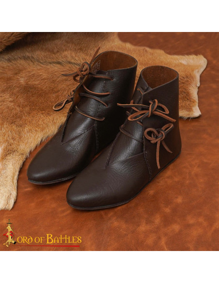 Brown Leather Medieval Ankle Boots...