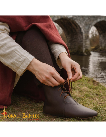 Brown Leather Medieval Ankle Boots...