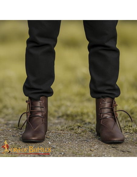 Brown Leather Medieval Ankle Boots...