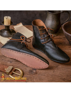 Medieval Black Leather Ankle Boots with Side Laces 2