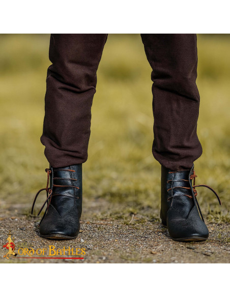 Medieval Black Leather Ankle Boots...