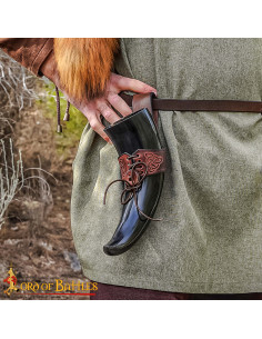 Horn of the Northern Hunters with Brown Embossed Leather...