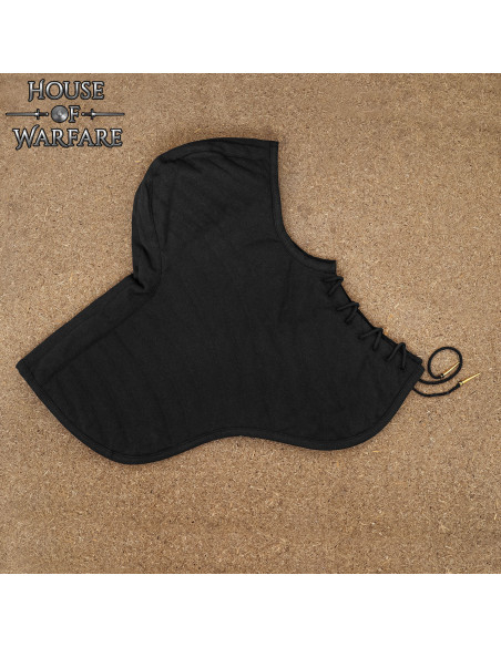 Padded Medieval Gugel in Cotton, Black