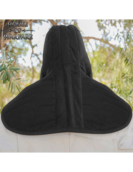 Padded Medieval Gugel in Cotton, Black