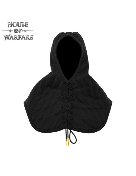 Padded Medieval Gugel in Cotton, Black