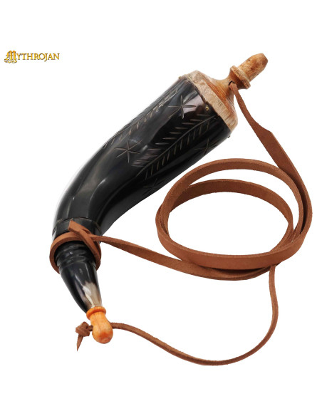 Authentic Black Horn Medieval Powder...