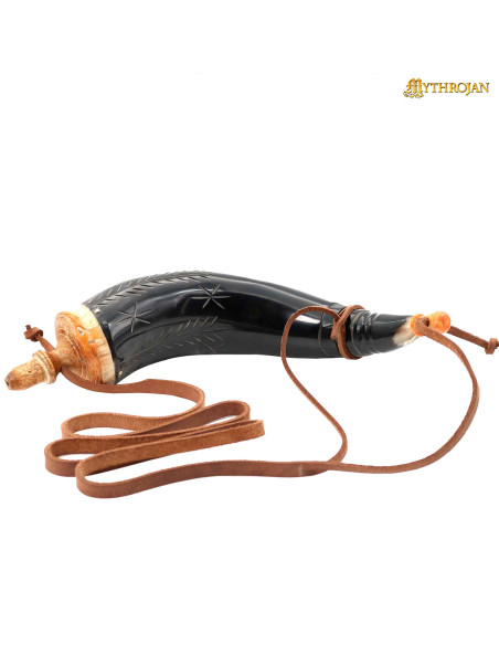 Authentic Black Horn Medieval Powder...