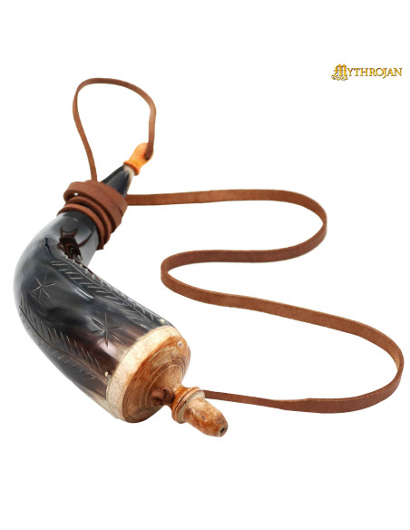 Authentic Black Horn Medieval Powder...