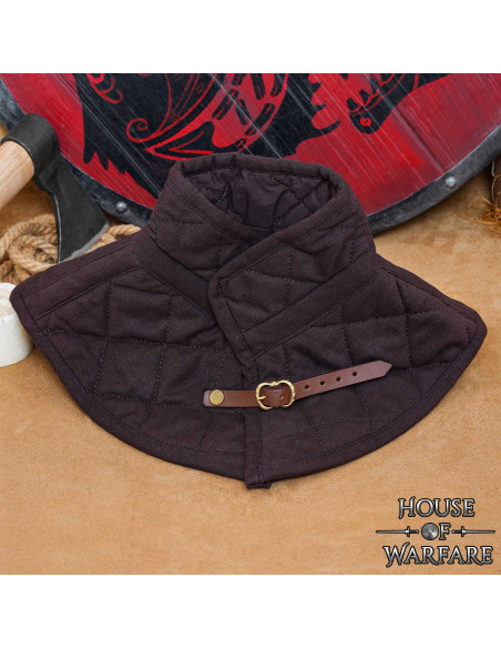 Padded Medieval Gorget with Strap, Brown
