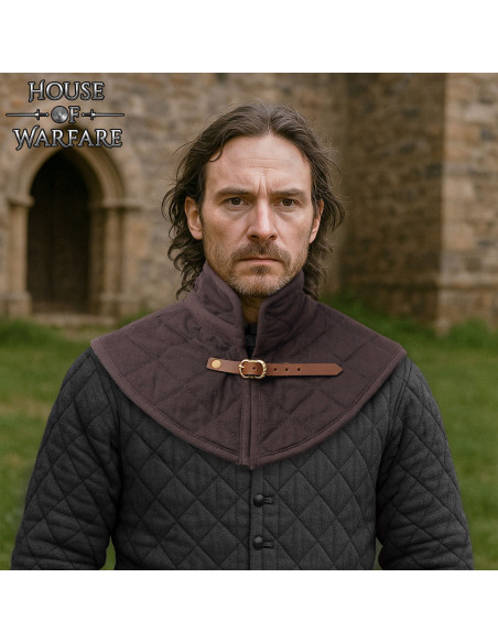 Padded Medieval Gorget with Strap, Brown
