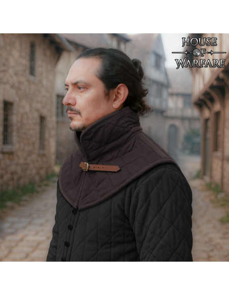 Padded Medieval Gorget with Strap, Brown