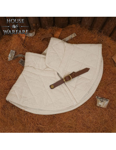 Quilted Medieval Gorget with Strap, Natural Color