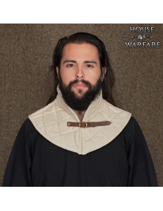 Quilted Medieval Gorget with Strap, Natural Color 2