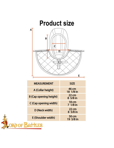 Medieval Quilted Gugel in Cotton, Brown