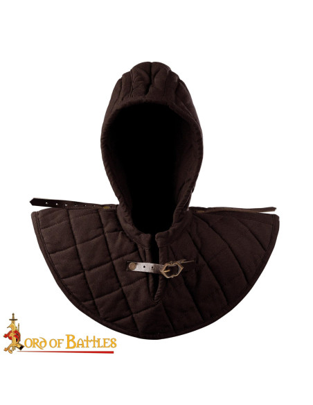 Medieval Quilted Gugel in Cotton, Brown