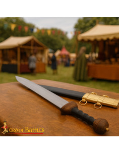 Decorative Roman Gladius with Brass Details and Sheath
