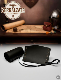 Handmade Black Leather Medieval Bracelets 2