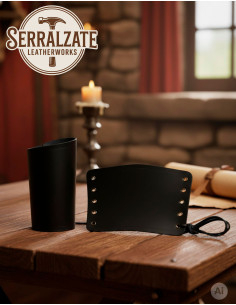 Handmade Black Leather Medieval Bracelets