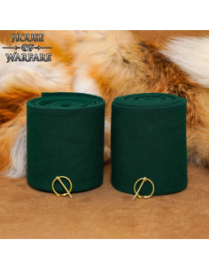 Medieval Winingas in Dark Green Cotton with Brass Clasps 2