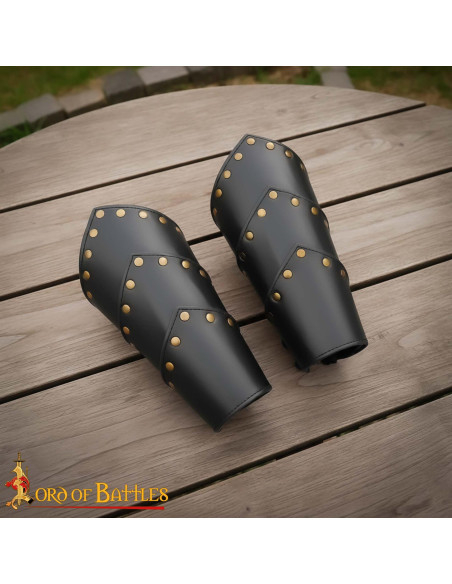 Medieval Black Leather Bracelets with...