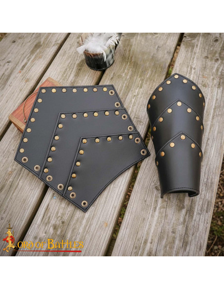 Medieval Black Leather Bracelets with...