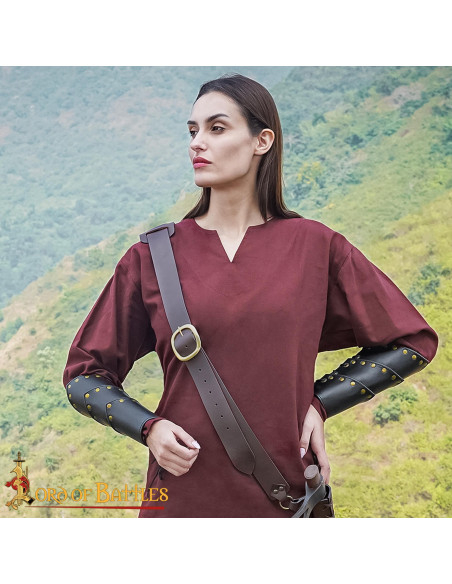 Medieval Black Leather Bracelets with...