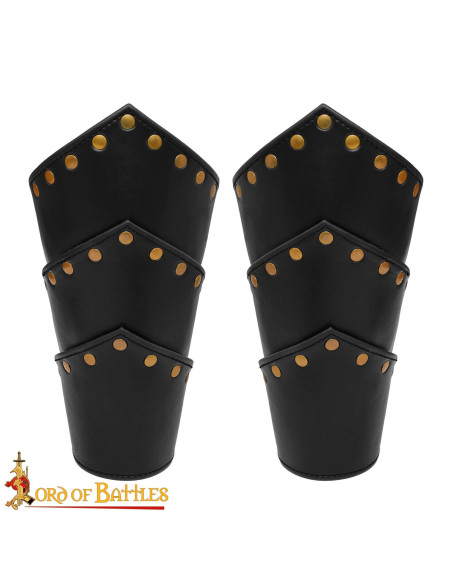 Medieval Black Leather Bracelets with...