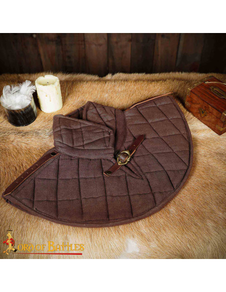 Padded Medieval Gorget in Cotton, Brown